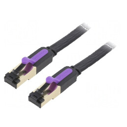 Cablul patch U/FTP 7 litat Cu PVC negru 0,5m 30AWG plat | Electronic-mag.ro | Componente Electronice