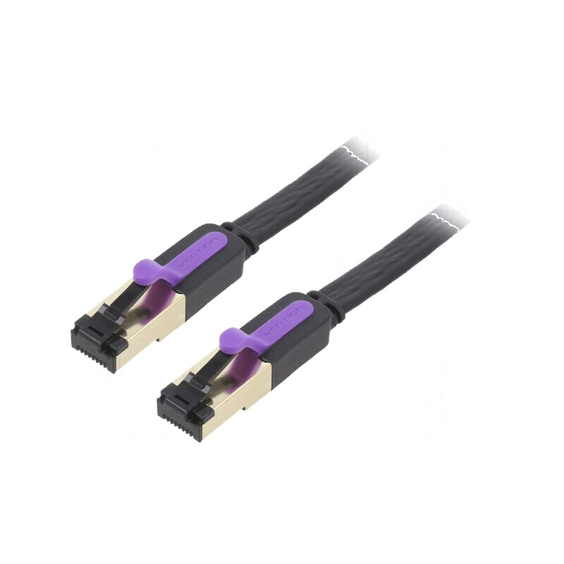 Cablul patch U/FTP 7 litat Cu PVC negru 0,5m 30AWG plat | Electronic-mag.ro | Componente Electronice
