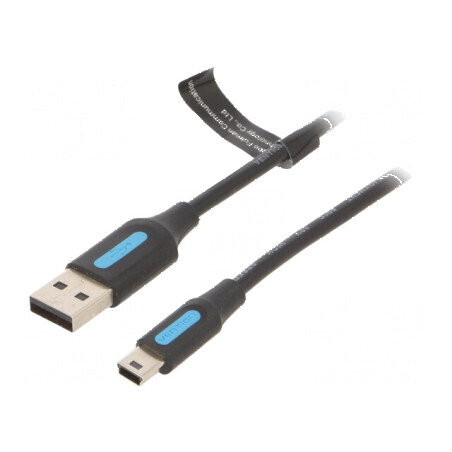 Cablu USB 2.0 A la B mini, 1,5m, negru | Electronic-mag.ro | Componente Electronice
