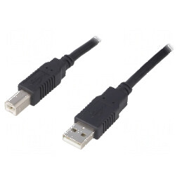 Cablu USB 2.0 A-B 3m negru Fire CCA | Electronic-mag.ro | Componente Electronice