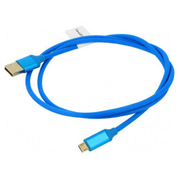 Cablu USB 2.0 A la micro B aurit 1m albastru | Electronic-mag.ro | Componente Electronice
