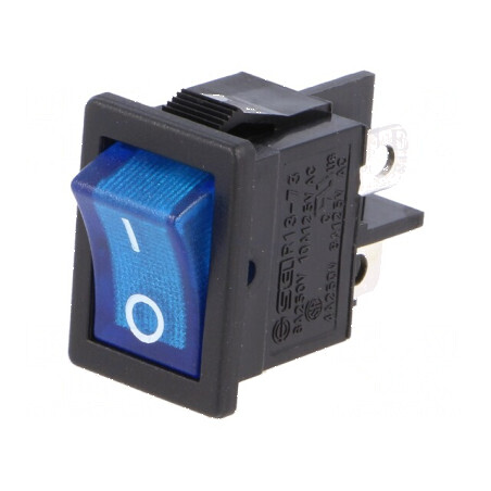 Rocker DPST ON-OFF 6A/250VAC cu lampă neon albastră | Electronic-mag.ro | Componente Electronice