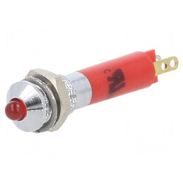Lampă LED convexă roșie 24VDC Ø6mm IP40 ØLED 3mm | Electronic-mag.ro | Componente Electronice