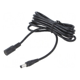 Cablu DC 5,5/2,1 cu mufă și soclu drept 2x0,5mm2 negru | Electronic-mag.ro | Componente Electronice