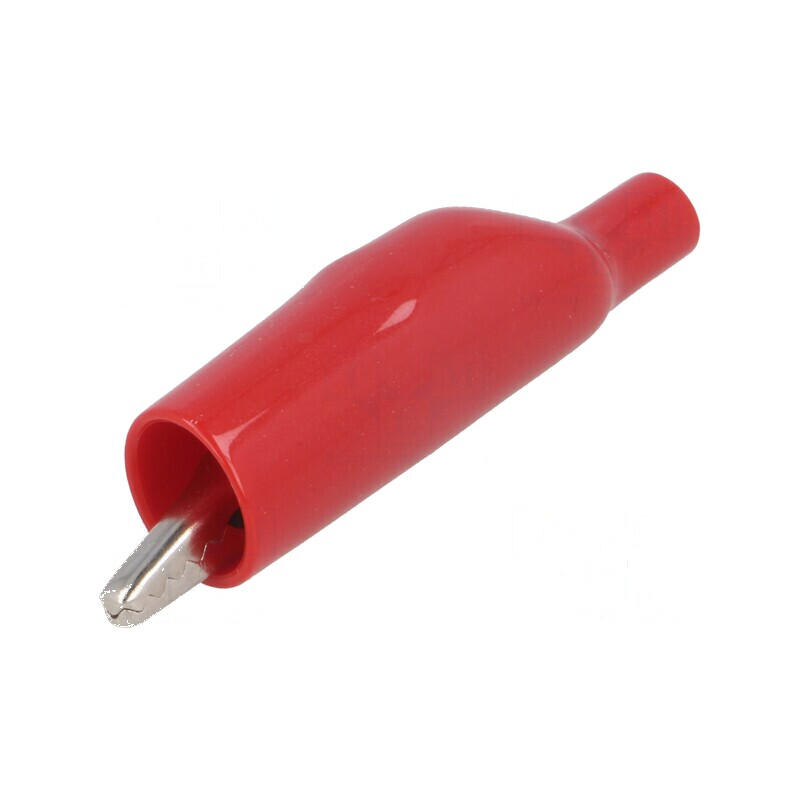 Bornă crocodil roşie 5A 150VDC, Lungime 58,42mm, Izolaţie PVC | Electronic-mag.ro | Componente Electronice