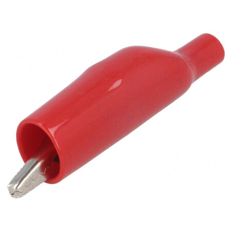 Bornă crocodil roşie 5A 150VDC, Lungime 58,42mm, Izolaţie PVC | Electronic-mag.ro | Componente Electronice