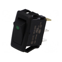 Rocker Switch SPST 16A 12VDC Neagră cu LED R13-205-DC | Electronic-mag.ro | Componente Electronice
