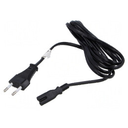 Cablu CEE 7/16 C mufă IEC C7 mamă 1,8m negru 2,5A PVC | Electronic-mag.ro | Componente Electronice