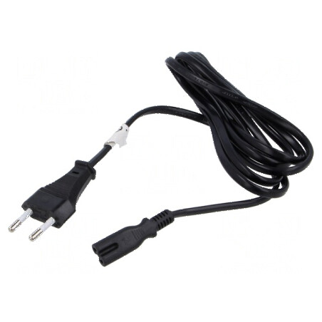 Cablu CEE 7/16 C mufă IEC C7 mamă 1,8m negru 2,5A PVC | Electronic-mag.ro | Componente Electronice