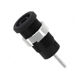 Conector banană 4mm soclu 36A 1kV negru nichelat | Electronic-mag.ro | Componente Electronice