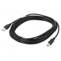 Cablu USB 2.0 A la B, 5m, negru, aurit | Electronic-mag.ro | Componente Electronice
