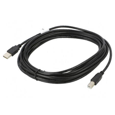 Cablu USB 2.0 A la B, 5m, negru, aurit | Electronic-mag.ro | Componente Electronice