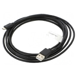 Cablu USB 2.0 A la micro B aurit 3m negru | Electronic-mag.ro | Componente Electronice