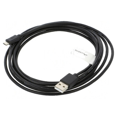 Cablu USB 2.0 A la micro B aurit 3m negru | Electronic-mag.ro | Componente Electronice