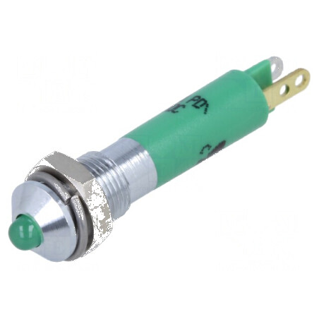 Lampă LED convexă verde 12VDC Ø6mm IP40 ØLED 3mm | Electronic-mag.ro | Componente Electronice