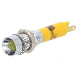 Lampă LED concav galbenă 24VDC Ø6mm IP40 metal | Electronic-mag.ro | Componente Electronice