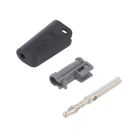 Conector banană 4mm negru nichelat 19A pe cablu | Electronic-mag.ro | Componente Electronice