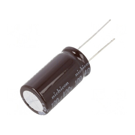 Condensator electrolitic THT 100uF 400VDC 16x31,5mm ±20% | Electronic-mag.ro | Componente Electronice