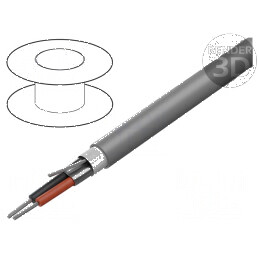 Cablu ecranat 2x20AWG folie Al-PET PVC gri 300V 305m CPR Eca | Electronic-mag.ro | Componente Electronice