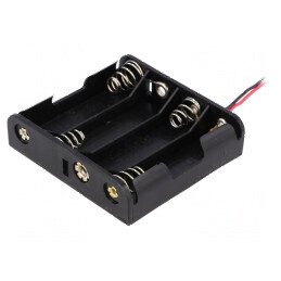 Suport baterii AA R6 cu 4 locuri și cabluri 150mm | Electronic-mag.ro | Componente Electronice