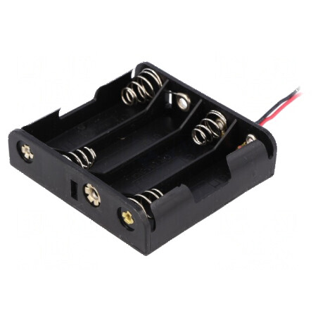 Suport baterii AA R6 cu 4 locuri și cabluri 150mm | Electronic-mag.ro | Componente Electronice