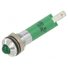 Lampă LED convexă verde 12VDC Ø8mm IP67 Ø5mm | Electronic-mag.ro | Componente Electronice