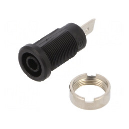 Conector banană 4mm soclu 36A 1kV negru nichelat | Electronic-mag.ro | Componente Electronice
