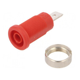 Conector banană 4mm soclu 36A 1kV roşu nichelat cu izolaţie | Electronic-mag.ro | Componente Electronice