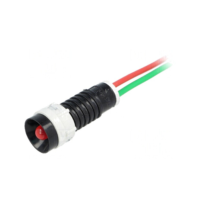 Lampă LED concav roşie 24VDC 24VAC Ø11mm IP40 | Electronic-mag.ro | Componente Electronice