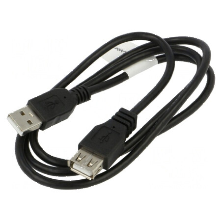 Cablu USB 2.0 A-A 1m negru cu mufă aurită | Electronic-mag.ro | Componente Electronice