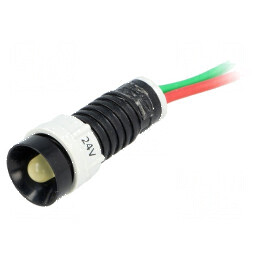 Lampă LED concav galbenă 24VDC 24VAC Ø11mm IP40 | Electronic-mag.ro | Componente Electronice