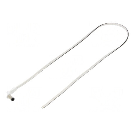 Cablu DC 5,5/2,5mm, 2x0,5mm², mufă unghi alb, 0,5m | Electronic-mag.ro | Componente Electronice