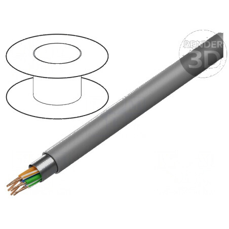 Cablu F/UTP 4x2x24AWG Cat 5e PVC gri 305m Ø6mm | Electronic-mag.ro | Componente Electronice