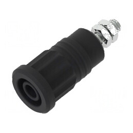 Conector banană 4mm soclu 36A 1kV negru nichelat | Electronic-mag.ro | Componente Electronice