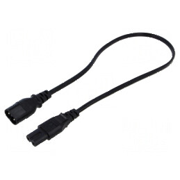 Cablu IEC C7 mamă - IEC C8 tată, 0,5m, 2x0,75mm2, negru, 2,5A | Electronic-mag.ro | Componente Electronice