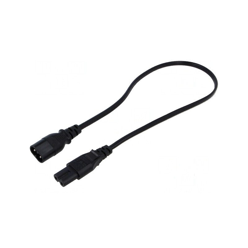 Cablu IEC C7 mamă - IEC C8 tată, 0,5m, 2x0,75mm2, negru, 2,5A | Electronic-mag.ro | Componente Electronice Cablu IEC C7 mamă - IEC C8 tată, 0,5m, 2x0,75mm2, negru, 2,5A | Electronic-mag.ro | Componente Electronice