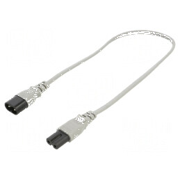 Cablu IEC C7 mamă - IEC C8 tată, 0,5m, 2x0,75mm2, gri, 2,5A | Electronic-mag.ro | Componente Electronice