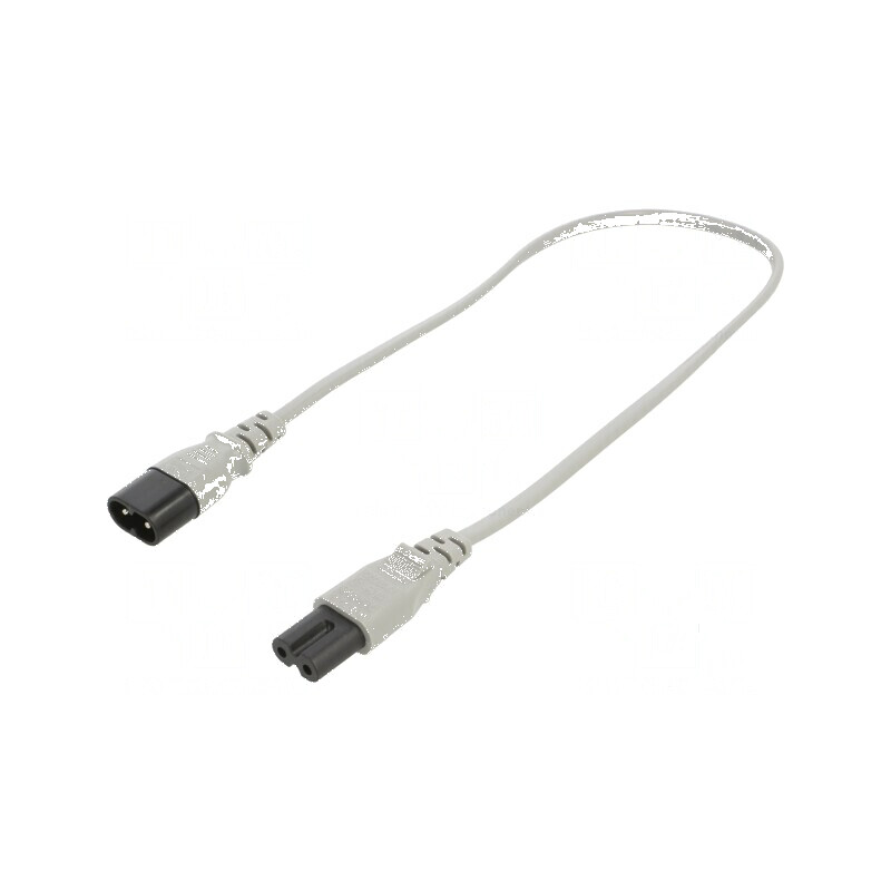 Cablu IEC C7 mamă - IEC C8 tată, 0,5m, 2x0,75mm2, gri, 2,5A | Electronic-mag.ro | Componente Electronice Cablu IEC C7 mamă - IEC C8 tată, 0,5m, 2x0,75mm2, gri, 2,5A | Electronic-mag.ro | Componente Electronice