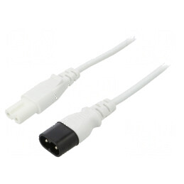 Cablu IEC C7 mamă - IEC C8 tată 0,5m alb 2,5A 2x0,75mm2 PVC | Electronic-mag.ro | Componente Electronice