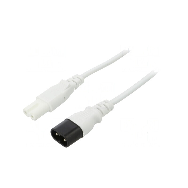 Cablu IEC C7 mamă - IEC C8 tată 0,5m alb 2,5A 2x0,75mm2 PVC | Electronic-mag.ro | Componente Electronice Cablu IEC C7 mamă - IEC C8 tată 0,5m alb 2,5A 2x0,75mm2 PVC | Electronic-mag.ro | Componente Electronice