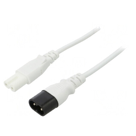 Cablu IEC C7 mamă - IEC C8 tată 0,5m alb 2,5A 2x0,75mm2 PVC | Electronic-mag.ro | Componente Electronice