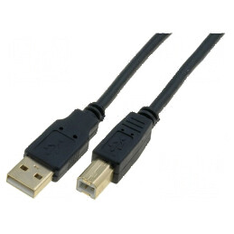 Cablu USB 2.0 A la B 1,8m negru aurit PVC | Electronic-mag.ro | Componente Electronice