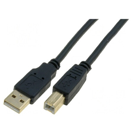 Cablu USB 2.0 A la B 1,8m negru aurit PVC | Electronic-mag.ro | Componente Electronice