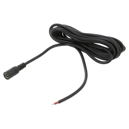 Cablu DC 2x0,5mm2 5,5/2,1 soclu drept negru 3m -20÷80°C | Electronic-mag.ro | Componente Electronice