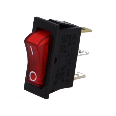 Rocker SPST ON-OFF 10A/250VAC cu lampă neon roşie 250V | Electronic-mag.ro | Componente Electronice