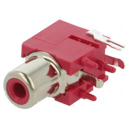 Conector RCA soclu mamă unghi 90° THT alamă nichelat | Electronic-mag.ro | Componente Electronice