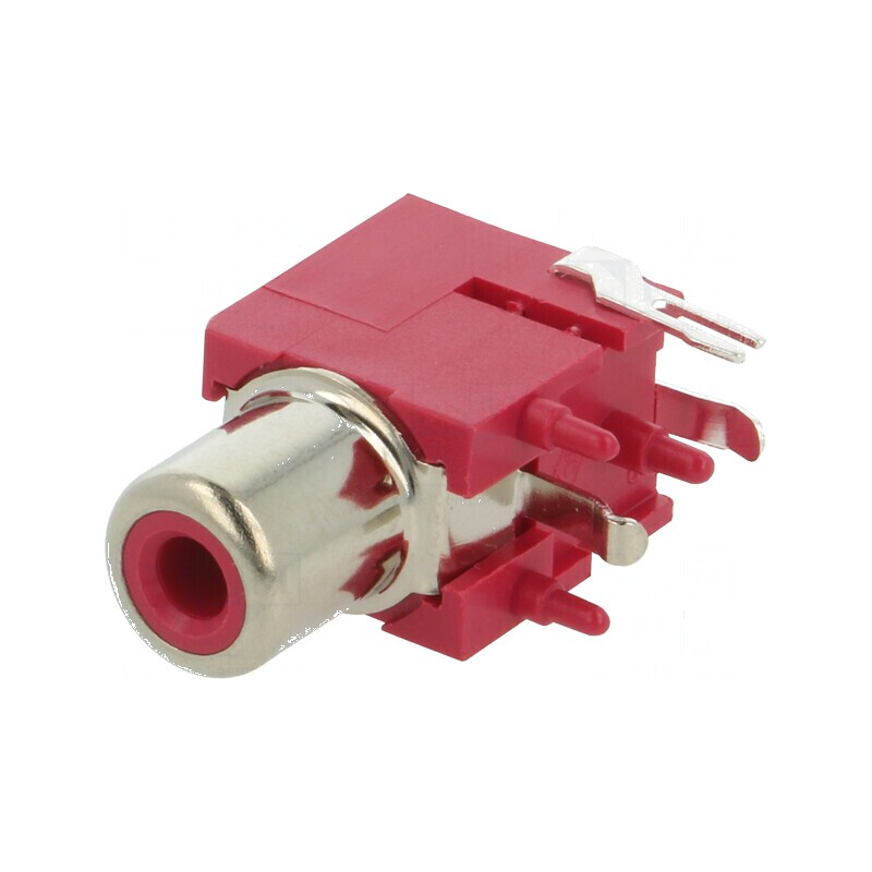 Conector RCA soclu mamă unghi 90° THT alamă nichelat | Electronic-mag.ro | Componente Electronice