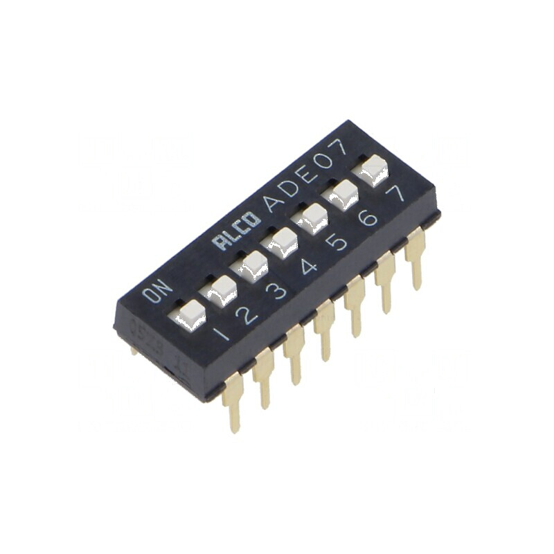 Comutator DIP-SWITCH 7 Secțiuni OFF-ON 0,1A/24VDC THT | Electronic-mag.ro | Componente Electronice