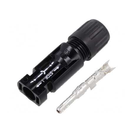 Conector solar tată drept MC4 4÷6mm2 crimpat 5÷6mm mufă | Electronic-mag.ro | Componente Electronice