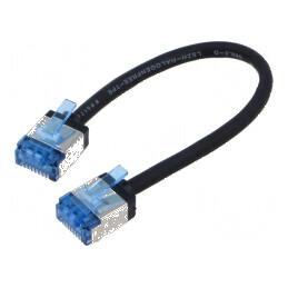 Cablu patch U/FTP 6a cu litat Cu LSZH negru 0,15m 32AWG -20÷75°C | Electronic-mag.ro | Componente Electronice
